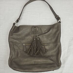 FRYE HOBO Smoke Gray Leather Shoulder Bag